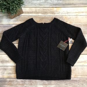 Cynthia Rowley Gold Metallic Knit Blue Sweater 1X